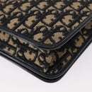 Christian Dior Trotter Canvas Chain Shoulder Bag Navy Gold Auth 156501V-14