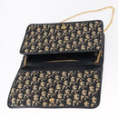Christian Dior Trotter Canvas Chain Shoulder Bag Navy Gold Auth 156501V-16