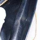 Christian Dior Trotter Canvas Chain Shoulder Bag Navy Gold Auth 156501V-18