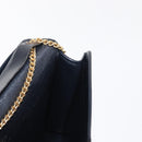 Christian Dior Trotter Canvas Chain Shoulder Bag Navy Gold Auth 156501V-19
