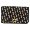 Christian Dior Trotter Canvas Chain Shoulder Bag Navy Gold Auth 156501V-2