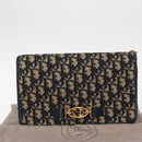Christian Dior Trotter Canvas Chain Shoulder Bag Navy Gold Auth 156501V-22