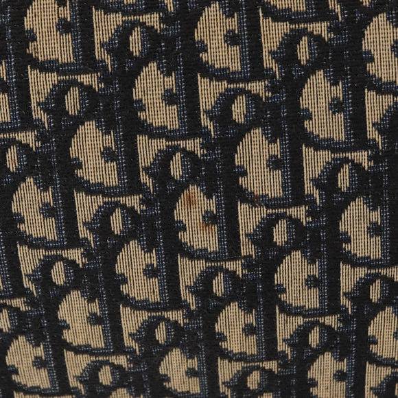 Christian Dior Trotter Canvas Chain Shoulder Bag Navy Gold Auth 156501V