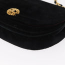 CHANEL Chain Shoulder Bag Velor Black Gold CC Auth 156502-11