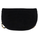 CHANEL Chain Shoulder Bag Velor Black Gold CC Auth 156502-3