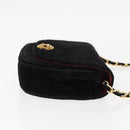 CHANEL Chain Shoulder Bag Velor Black Gold CC Auth 156502-4