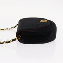 CHANEL Chain Shoulder Bag Velor Black Gold CC Auth 156502-5
