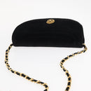 CHANEL Chain Shoulder Bag Velor Black Gold CC Auth 156502-6