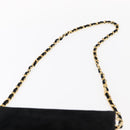 CHANEL Chain Shoulder Bag Velor Black Gold CC Auth 156502-8