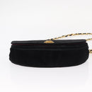 CHANEL Chain Shoulder Bag Velor Black Gold CC Auth 156502-9