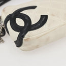 CHANEL Matelasse Cambon Line Hand Bag Calf Skin White Silver CC Auth 156503-11