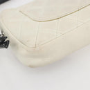 CHANEL Matelasse Cambon Line Hand Bag Calf Skin White Silver CC Auth 156503-13