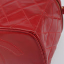CHANEL Matelasse Vanity Hand Bag Patent leather 2way Red Gold CC Auth 156504-15