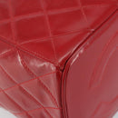 CHANEL Matelasse Vanity Hand Bag Patent leather 2way Red Gold CC Auth 156504-16