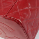 CHANEL Matelasse Vanity Hand Bag Patent leather 2way Red Gold CC Auth 156504-17