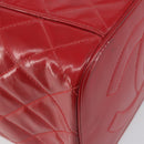 CHANEL Matelasse Vanity Hand Bag Patent leather 2way Red Gold CC Auth 156504-18
