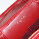 CHANEL Matelasse Vanity Hand Bag Patent leather 2way Red Gold CC Auth 156504-21