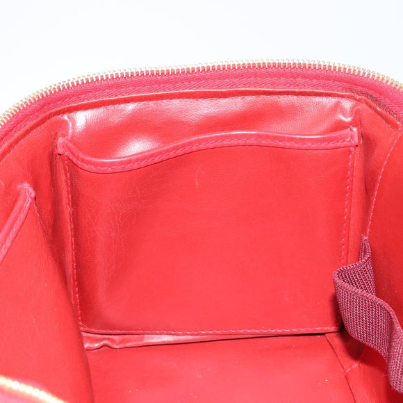CHANEL Matelasse Vanity Hand Bag Patent leather 2way Red Gold CC Auth 156504