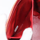 CHANEL Matelasse Vanity Hand Bag Patent leather 2way Red Gold CC Auth 156504-24