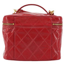 CHANEL Matelasse Vanity Hand Bag Patent leather 2way Red Gold CC Auth 156504-2