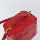 CHANEL Matelasse Vanity Hand Bag Patent leather 2way Red Gold CC Auth 156504-6