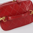 CHANEL Matelasse Vanity Hand Bag Patent leather 2way Red Gold CC Auth 156504-7