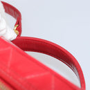 CHANEL Matelasse Vanity Hand Bag Patent leather 2way Red Gold CC Auth 156504-14