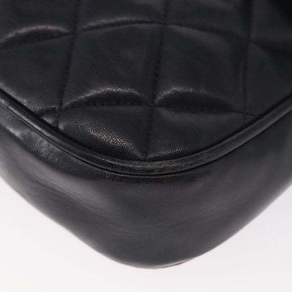 CHANEL Matelasse Chain Shoulder Bag Lamb Skin Navy Gold CC Auth 156505