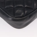 CHANEL Matelasse Chain Shoulder Bag Lamb Skin Navy Gold CC Auth 156505-16