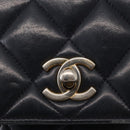 CHANEL Matelasse Chain Shoulder Bag Lamb Skin Navy Gold CC Auth 156505-18