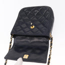 CHANEL Matelasse Chain Shoulder Bag Lamb Skin Navy Gold CC Auth 156505-9