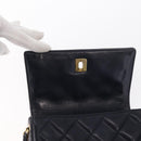 CHANEL Matelasse Chain Shoulder Bag Lamb Skin Navy Gold CC Auth 156505-19