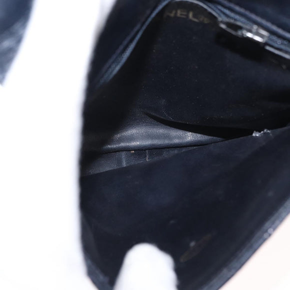 CHANEL Matelasse Chain Shoulder Bag Lamb Skin Navy Gold CC Auth 156505