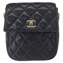 CHANEL Matelasse Chain Shoulder Bag Lamb Skin Navy Gold CC Auth 156505-13