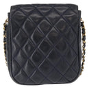 CHANEL Matelasse Chain Shoulder Bag Lamb Skin Navy Gold CC Auth 156505-2