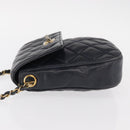 CHANEL Matelasse Chain Shoulder Bag Lamb Skin Navy Gold CC Auth 156505-4