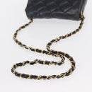 CHANEL Matelasse Chain Shoulder Bag Lamb Skin Navy Gold CC Auth 156505-7