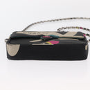 CHANEL Chain Shoulder Bag Satin Black Silver CC Auth 156506-10