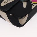 CHANEL Chain Shoulder Bag Satin Black Silver CC Auth 156506-11