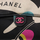 CHANEL Chain Shoulder Bag Satin Black Silver CC Auth 156506-15