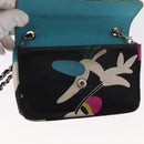 CHANEL Chain Shoulder Bag Satin Black Silver CC Auth 156506-18