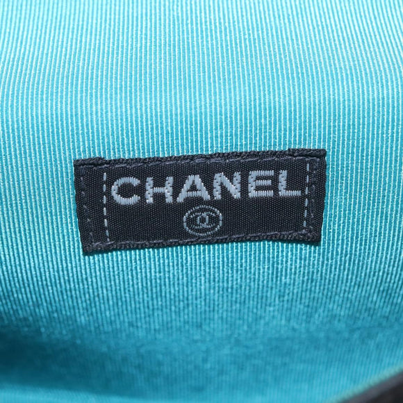 CHANEL Chain Shoulder Bag Satin Black Silver CC Auth 156506