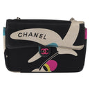 CHANEL Chain Shoulder Bag Satin Black Silver CC Auth 156506-2