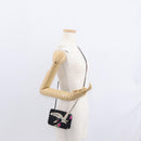 CHANEL Chain Shoulder Bag Satin Black Silver CC Auth 156506-24