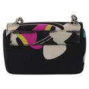 CHANEL Chain Shoulder Bag Satin Black Silver CC Auth 156506-3