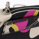 CHANEL Chain Shoulder Bag Satin Black Silver CC Auth 156506-4