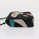 CHANEL Chain Shoulder Bag Satin Black Silver CC Auth 156506-6