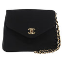 CHANEL Pouch Satin Black Gold CC Auth 156507-1