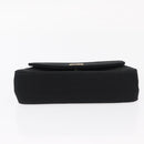CHANEL Pouch Satin Black Gold CC Auth 156507-6