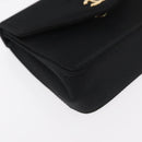 CHANEL Pouch Satin Black Gold CC Auth 156507-14